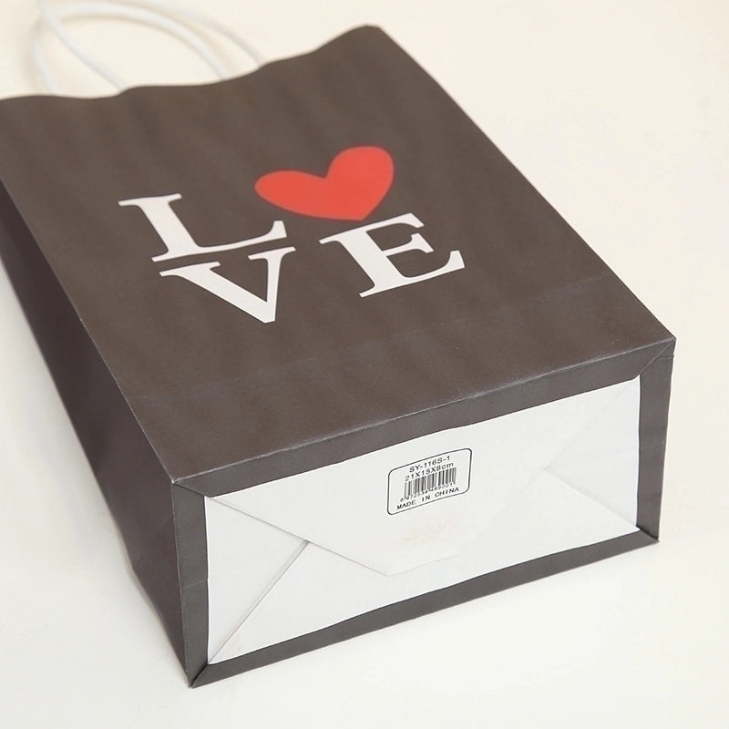 Valentine’s Day Kraft Paper Gift Bags with Fashion Letter Design|Gift Bags & Wrapping Supplies