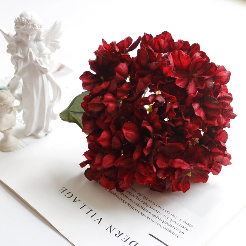 Retro Style Coral Hydrangea Artificial Flower Oil Painting for Home Decor & Wedding Photography Props|Home Decor & Photography Props