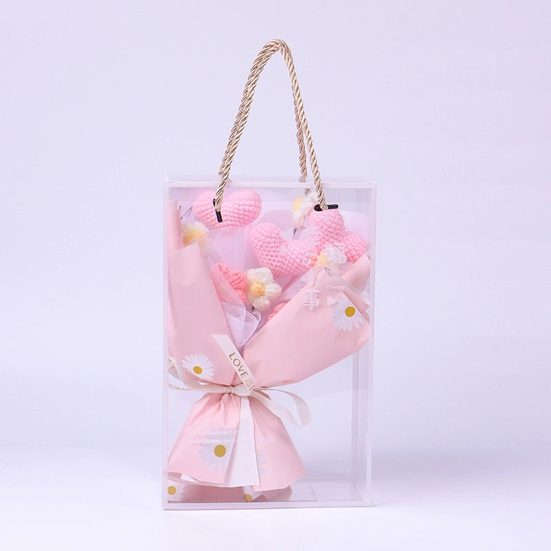 Artificial Sunflower, Rose, and Tulip Yarn Flowers Bouquet|Home Decor Artificial Flowers