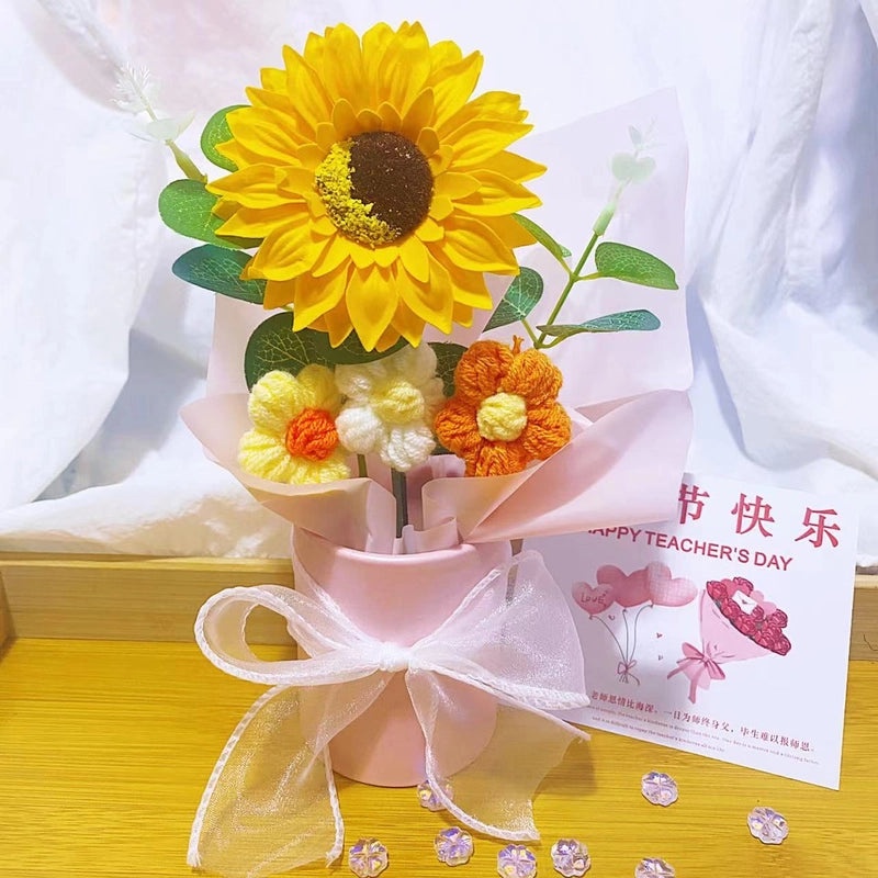 Handmade Pastoral Flower Yarn Artificial Blooms|Home Decor & Artificial Flowers