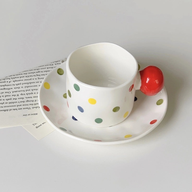 Polka Dot Ceramic Placemat with Water Bottle Holder 1 Piece Set|Home & Kitchen Accessories