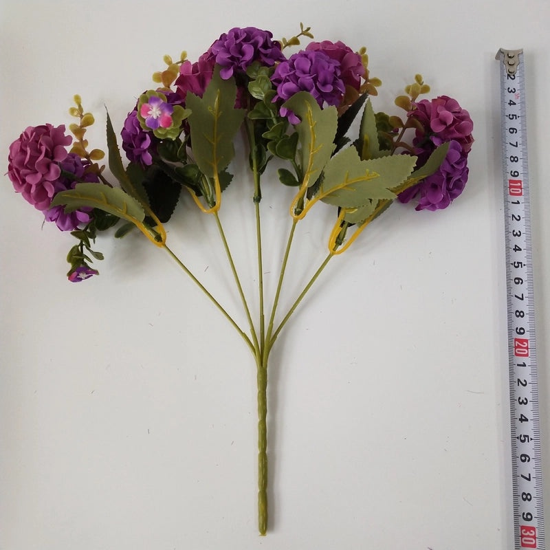 Artificial Flower Oil Painting Hydrangea, Chrysanthemum, Green Plant, Small Handle Fake Flower for Wedding Decoration|Home Decor