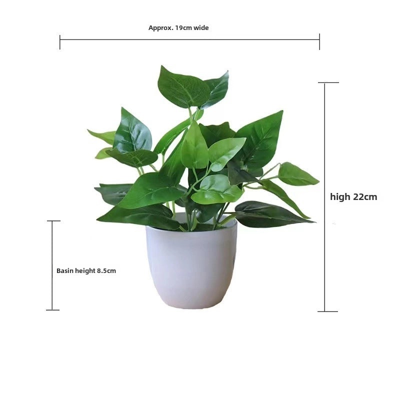 Artificial Green Rose Leaf Plant in Pot|Home Decor Artificial Plants
