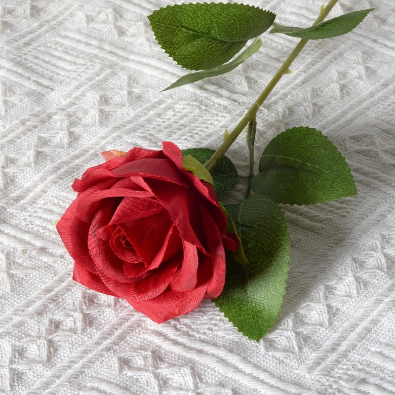 Romantic Artificial Rose Single Stem Valentine’s Day Home & Wedding Decor Soft Flannel Feel|Home Decor & Wedding Supplies