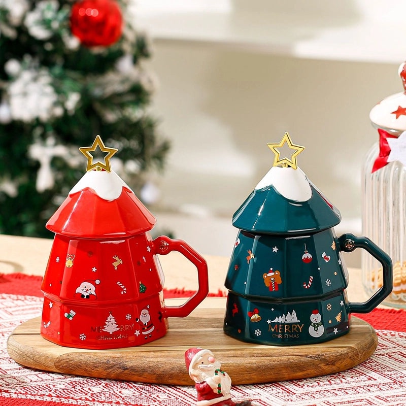 Festive Christmas Tree Ceramic Mug Cute Holiday Drinkware | Kitchen & Dining