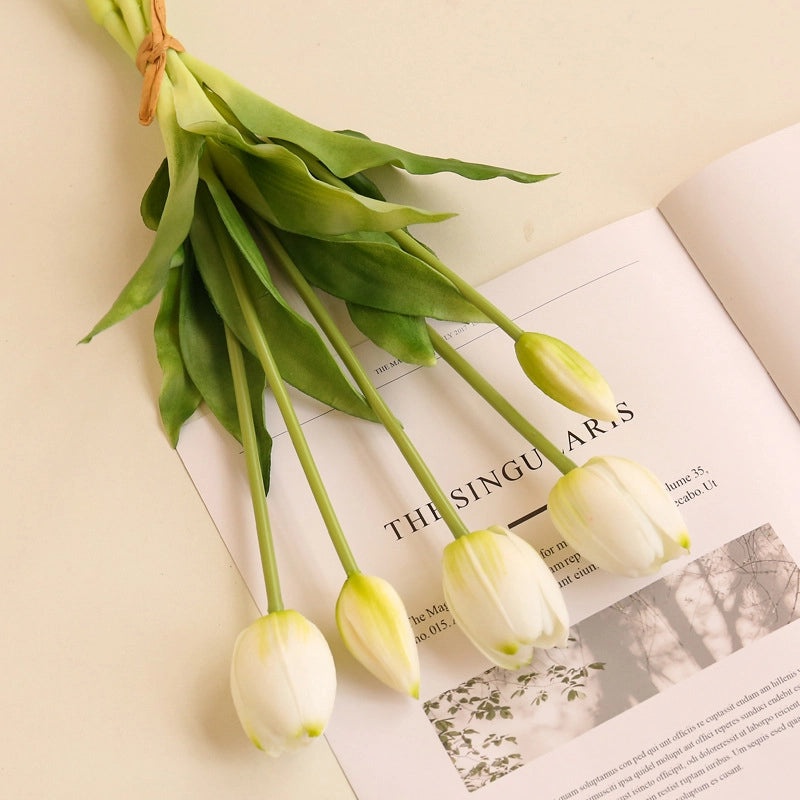5 Soft Rubber Tulip Sticks Artificial Flowers Home Decor Fake Tulip Bouquet Wholesale | Home Decoration