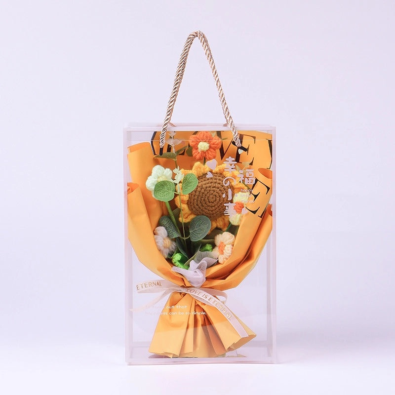 Artificial Sunflower, Rose, and Tulip Yarn Flowers Bouquet|Home Decor Artificial Flowers