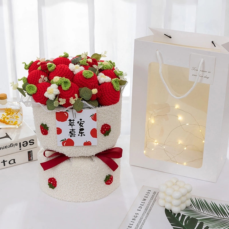 Valentine's Day Cute Fruit-Themed Knit Artificial Flower Bouquet|Home Decor Gifts