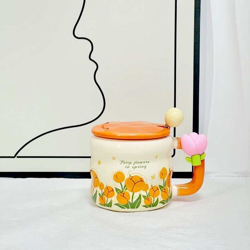 Ceramic Flower Mug for Christmas Valentine’s Day New Year Casual Use | Home & Kitchen Drinkware