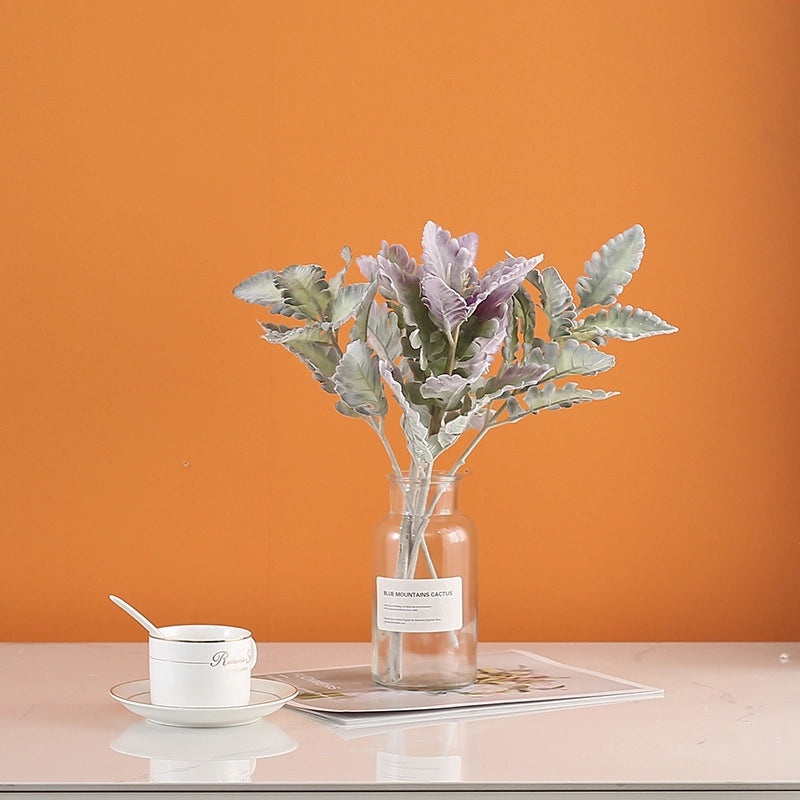 European-style Faux Chrysanthemum Silver Leaf Bouquet for Wedding Home Decor Green Plant Wall Arrangement|Home Decor Accessories