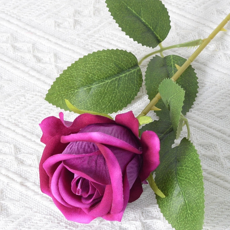 Romantic Artificial Rose Single Stem Valentine’s Day Home & Wedding Decor Soft Flannel Feel|Home Decor & Wedding Supplies