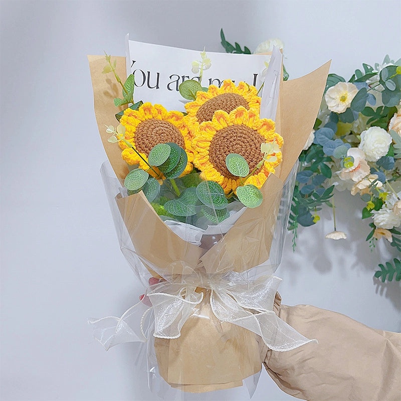 Rustic Sunflower Yarn Artificial Flower Decor|Home Decor Artificial Flowers