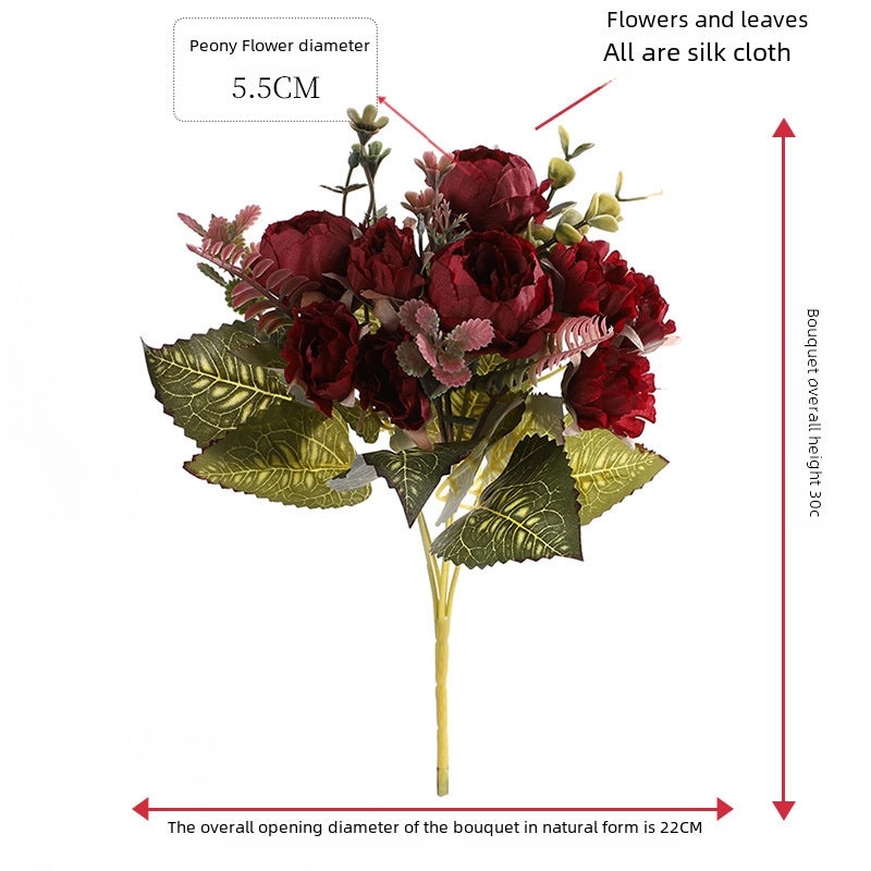 Peony Silk Flower Single Stem Artificial Bouquet for Home Bedroom Living Room Decoration|Home Decor Artificial Flowers