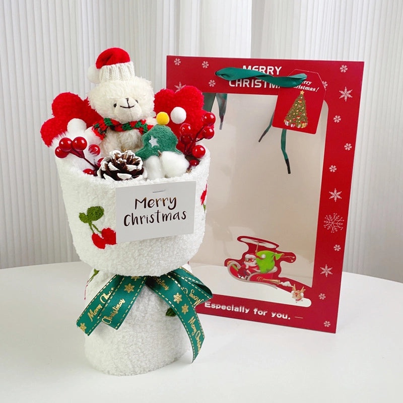 Christmas Bear with Letter Artificial Flowers Bouquet|Home Decor Gifts