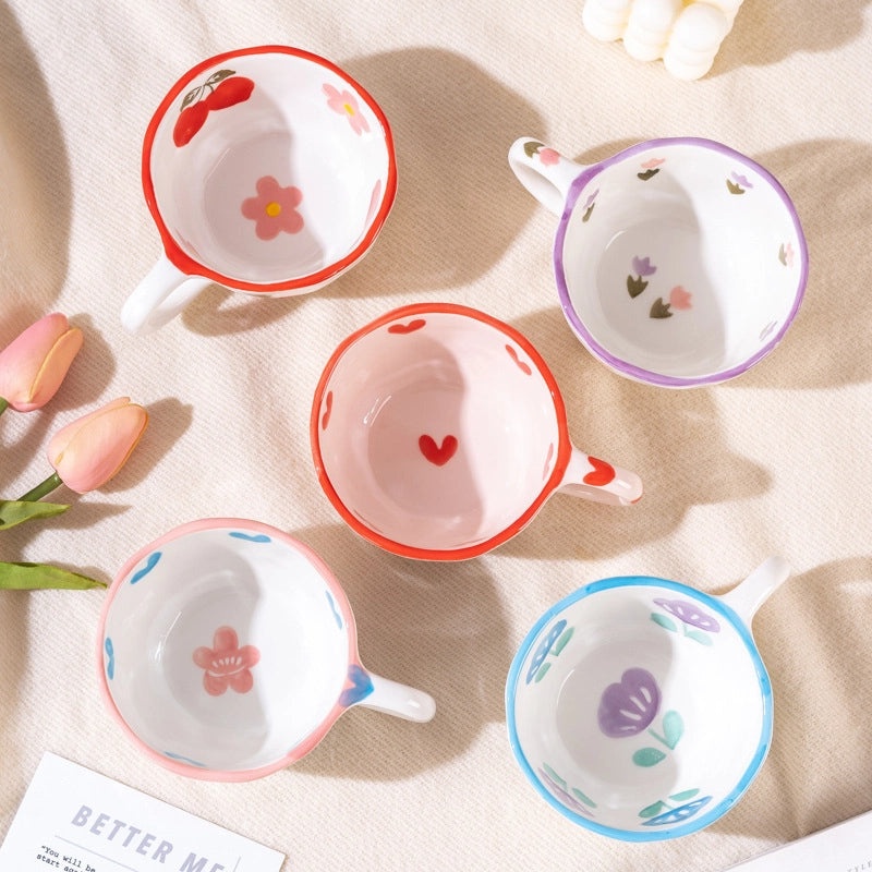 Red Heart Floral Ceramic Water Bottle Casual Style 1 Piece|Home & Kitchen