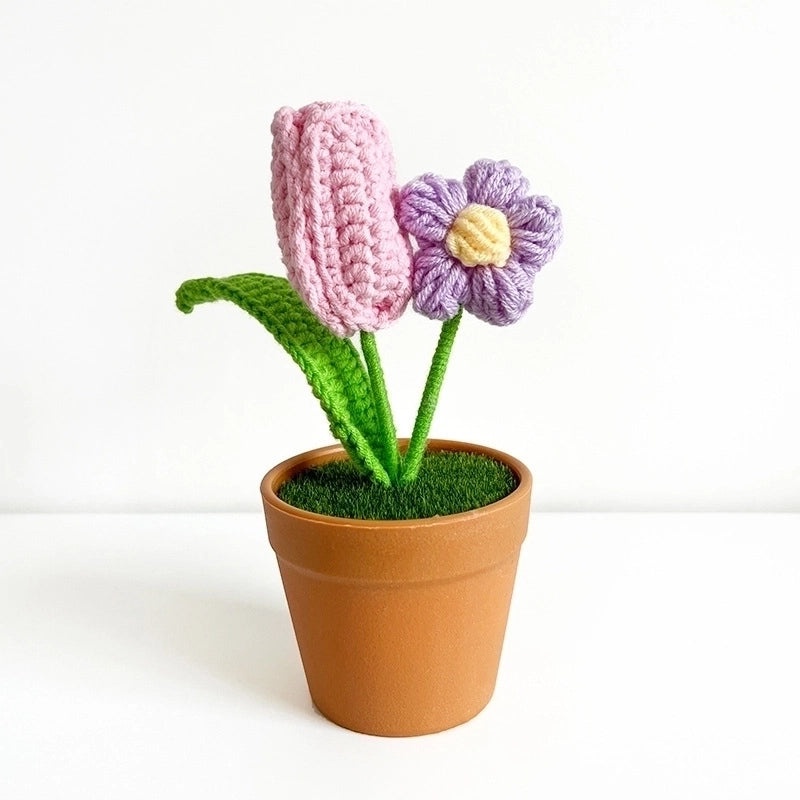 Charming Floral Knit Faux Plants for Home Decor|Home & Garden Decorations