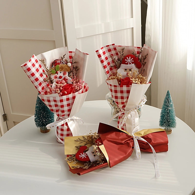 Festive Santa Snowman Fabric Flowers Decoration|Christmas Home Decor