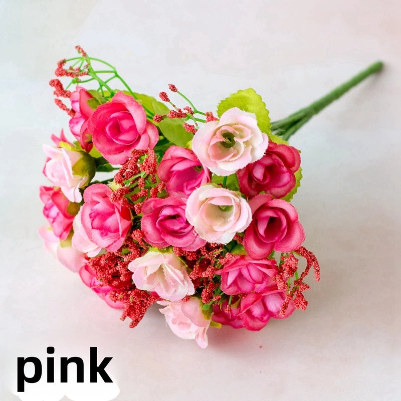 Diamond Rose Artificial Flower 7 Fork Spring Small Rose Bud Plastic Floral Decoration|Home Decor Artificial Flowers