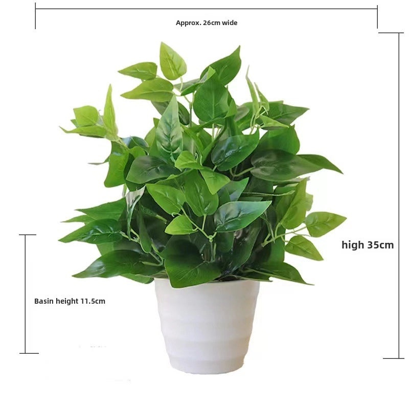 Artificial Green Rose Leaf Plant in Pot|Home Decor Artificial Plants