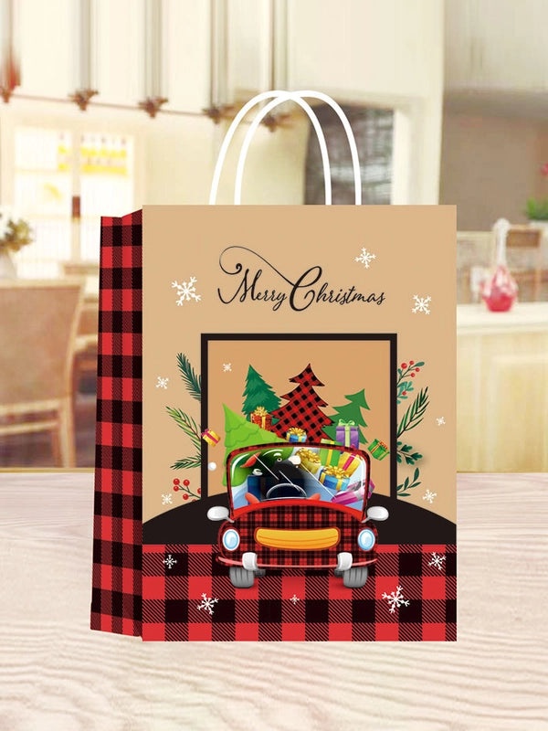Cute Christmas Tree Kraft Paper Party Gift Bags for Holiday Presents|Holiday Gift Bags