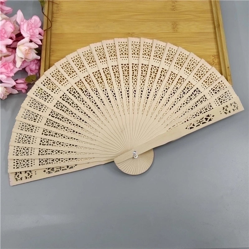 8-inch Handmade Hollow Sunflower Folding Incense Fan Imitation Sandalwood Wedding Gift Fan|Home & Garden > Decor > Fans