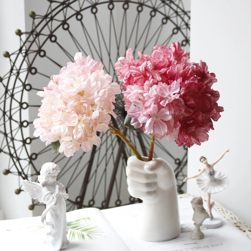 Retro Style Coral Hydrangea Artificial Flower Oil Painting for Home Decor & Wedding Photography Props|Home Decor & Photography Props
