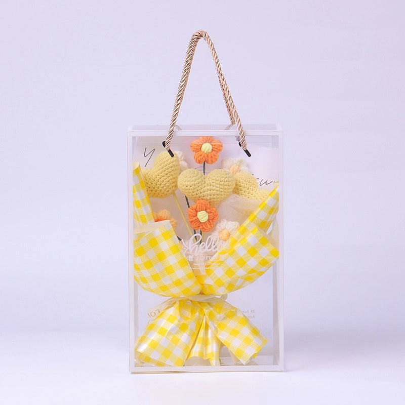 Artificial Sunflower, Rose, and Tulip Yarn Flowers Bouquet|Home Decor Artificial Flowers