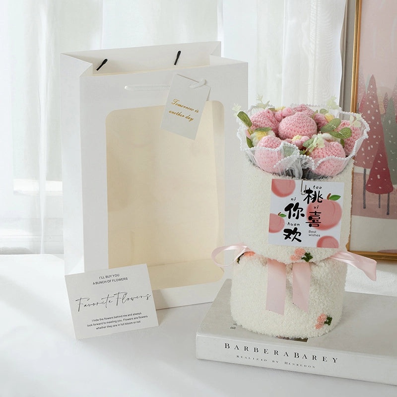 Valentine's Day Cute Fruit-Themed Knit Artificial Flower Bouquet|Home Decor Gifts