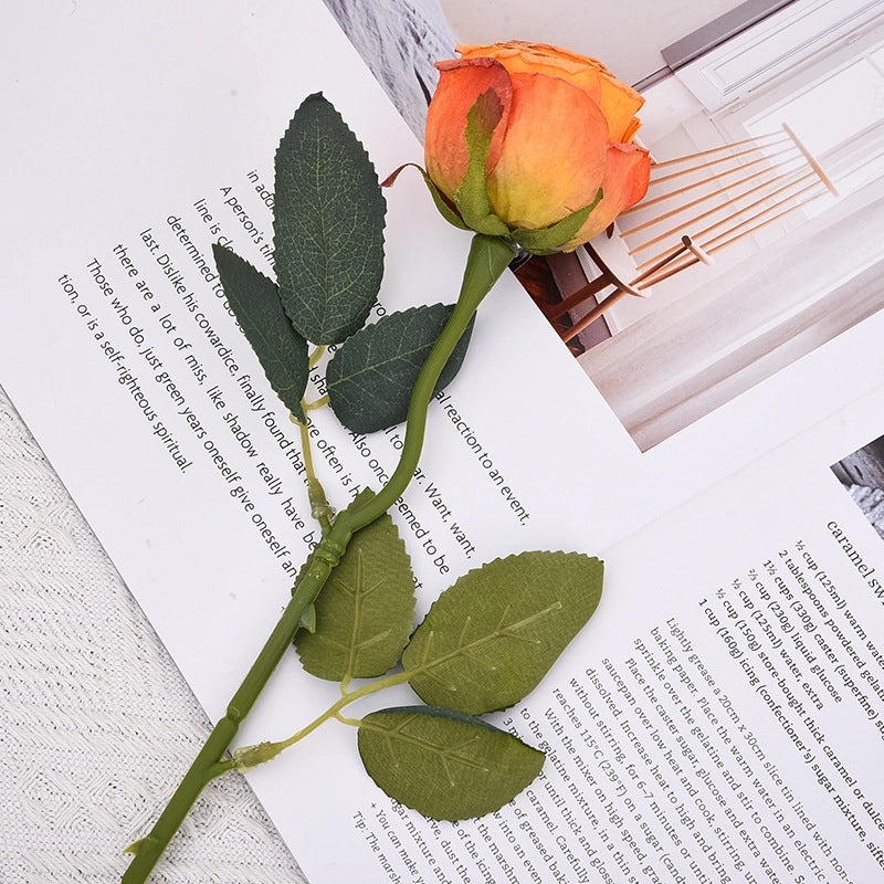 Fire Roasted Single Artificial Rose for Valentine's Day Home Decor Wedding Photography Props|Artificial Flowers