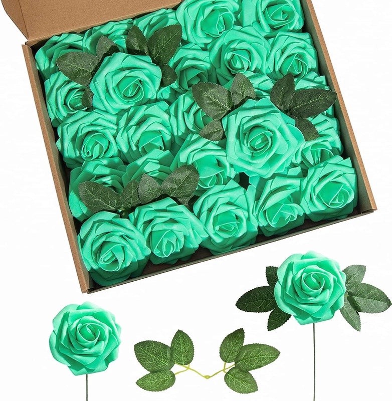 Foam Rose Simulation Gift Box with Stem 25pcs Fake Flowers for Wedding Valentine's Day Decor|Home & Garden > Flowers & Plants > Artificial Flower