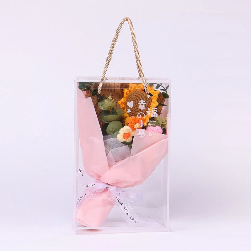 Artificial Sunflower, Rose, and Tulip Yarn Flowers Bouquet|Home Decor Artificial Flowers