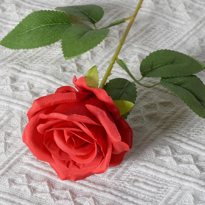 Romantic Artificial Rose Single Stem Valentine’s Day Home & Wedding Decor Soft Flannel Feel|Home Decor & Wedding Supplies