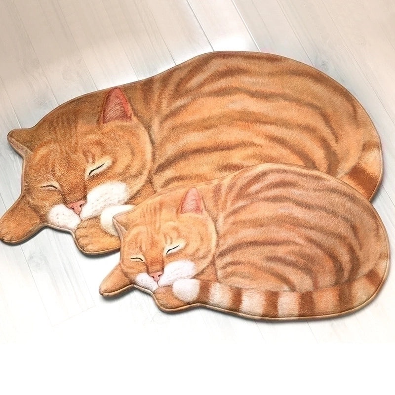 Cute Cat Design Polyester Floor Mat for Home Decor|Home & Living - Floor Rugs & Mats
