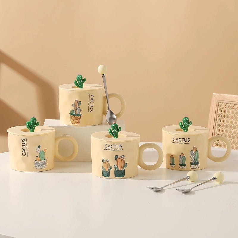 Cute Cactus Letter Silicone Ceramic Water Bottle - 1 Piece | Home & Kitchen Accessories