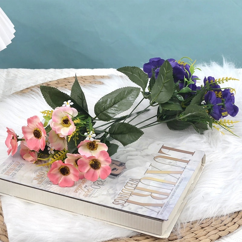 5-branch 10-head Cherry Blossom Silk Flower Bouquet Artificial Spring Decoration for Wedding Hotel Home Living Room|Home Decor