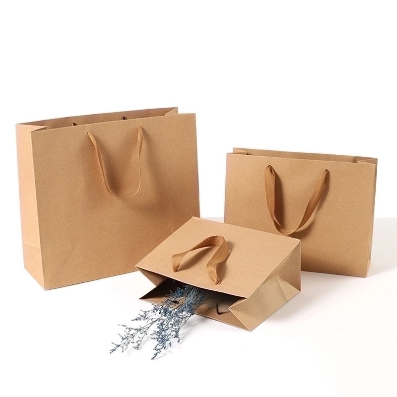 Horizontal Kraft Paper Clothing Tote Bag Reusable Gift Bag|Eco-Friendly Packaging Bags