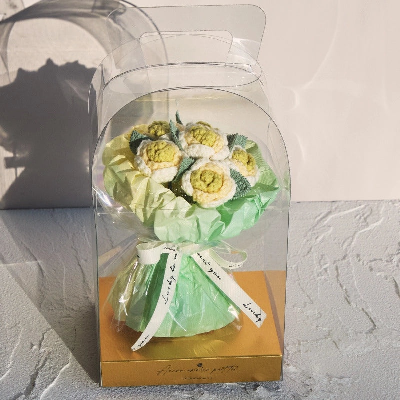 Romantic Valentine’s Day Rose Yarn Artificial Flowers Bouquet|Home Decor Artificial Flowers