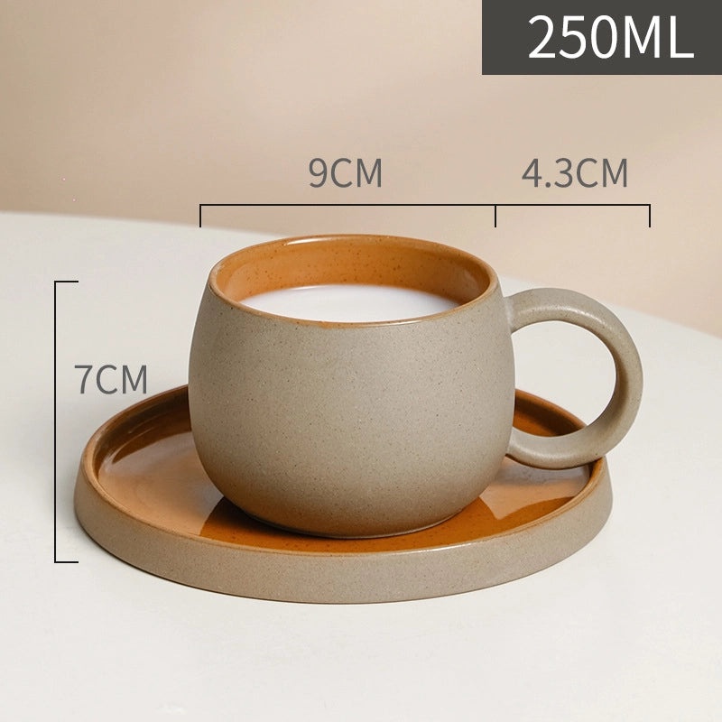 Simple Solid Color Ceramic Mug with Placemat Set for Everyday Use|Home & Kitchen Accessories