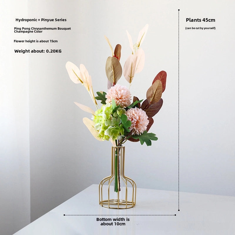 Nordic Artificial Flowers with Glass Vase Set | Home Decor