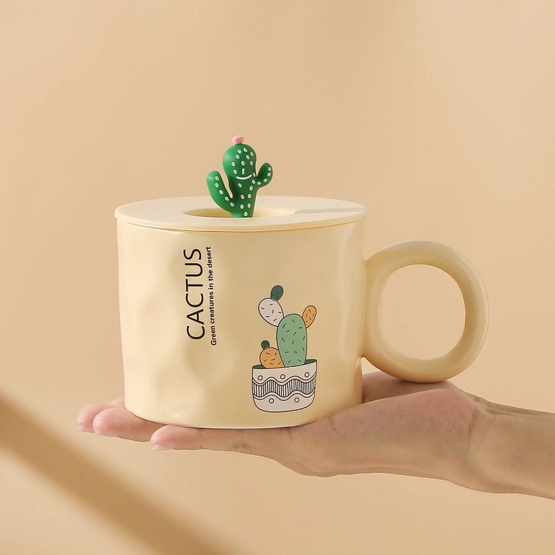 Cute Cactus Letter Silicone Ceramic Water Bottle - 1 Piece | Home & Kitchen Accessories
