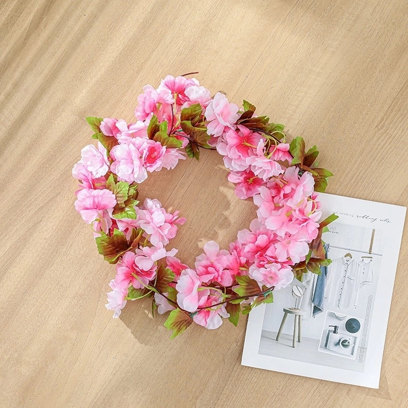 Silk Flower Wall Hanging Artificial Flower Vine Rattan Pipe Wedding Decoration for Home Celebration|Home Decor