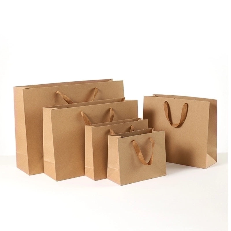 Horizontal Kraft Paper Clothing Tote Bag Reusable Gift Bag|Eco-Friendly Packaging Bags
