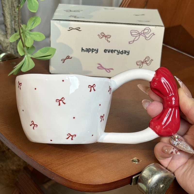 Adorable Ceramic Mug with Cat Bow Knot Design 1 Piece|Home & Kitchen > Drinkware > Mugs