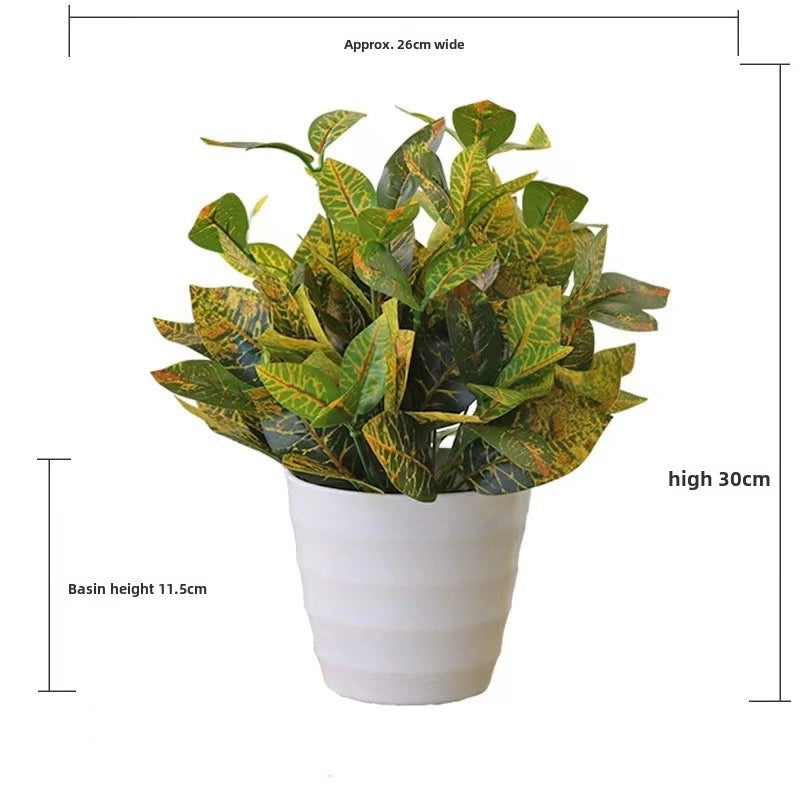 Artificial Green Rose Leaf Plant in Pot|Home Decor Artificial Plants