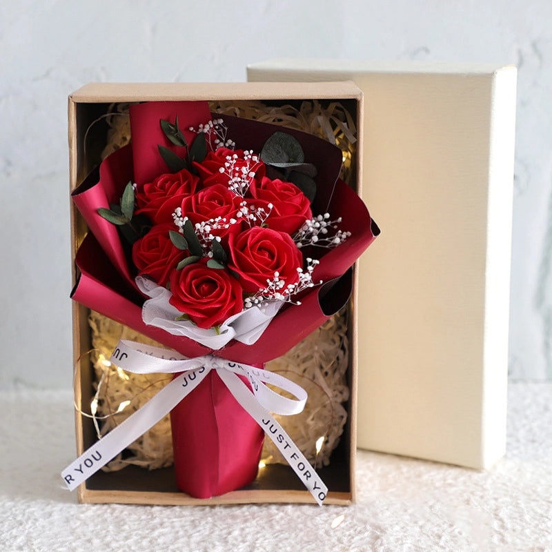 Romantic Vibrant Solid Soap Flower Bouquet Artificial Floral Decoration|Home Decor Artificial Flowers