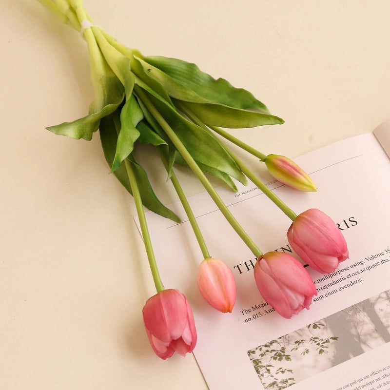 5 Soft Rubber Tulip Sticks Artificial Flowers Home Decor Fake Tulip Bouquet Wholesale | Home Decoration