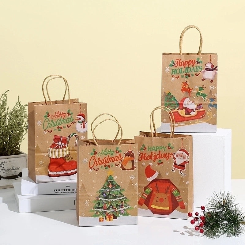Christmas Holiday Gift Bags with Cute Santa Hat, Christmas Tree, and Snowman Designs|Holiday Gift Bags
