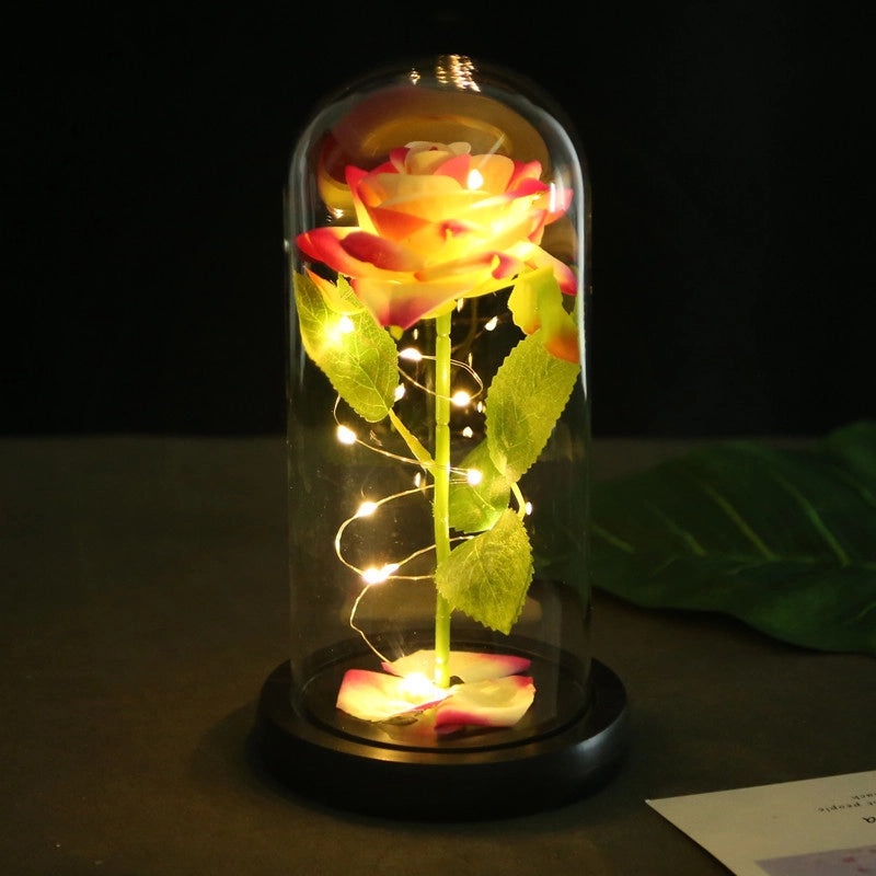 Romantic Rose Bouquet with Plastic, Wood, and Glass Elements|Home Decor Artificial Flowers