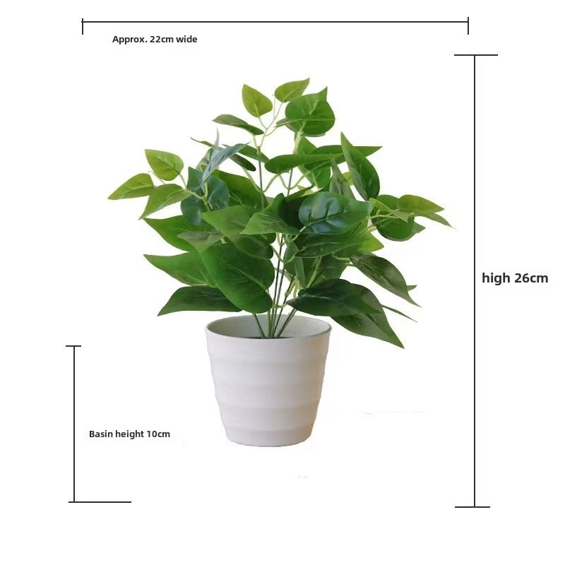 Artificial Green Rose Leaf Plant in Pot|Home Decor Artificial Plants