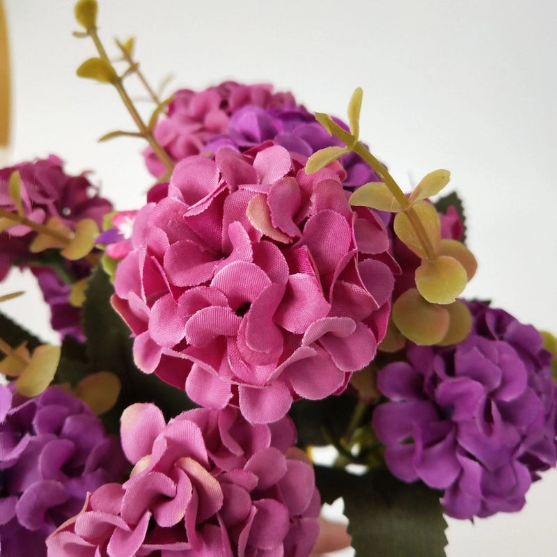 Artificial Flower Oil Painting Hydrangea, Chrysanthemum, Green Plant, Small Handle Fake Flower for Wedding Decoration|Home Decor